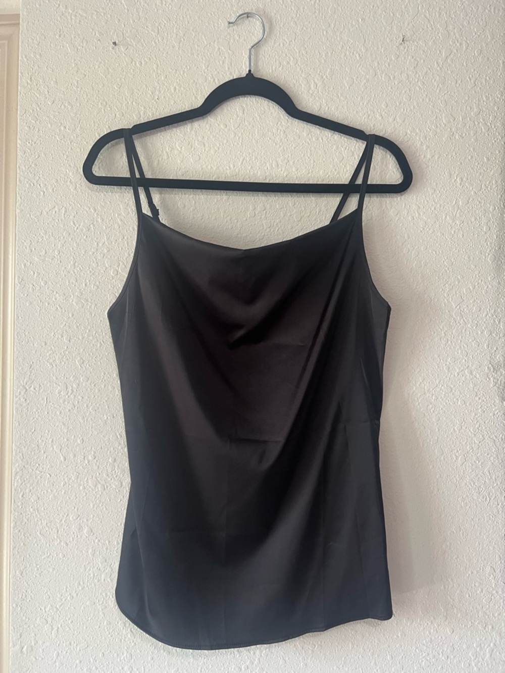 Classic Black Satin Cowl Neck Camisole